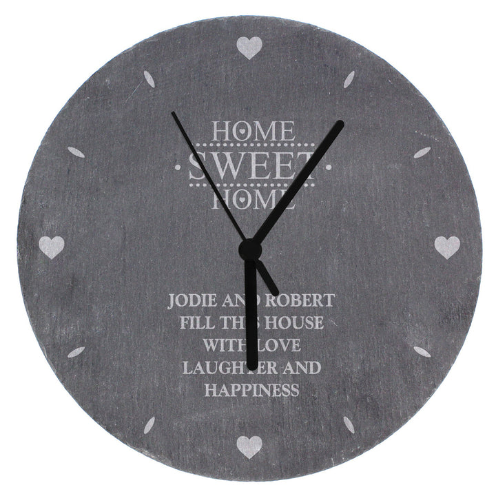 Personalised Home Sweet Home Slate Clock - part of the Gifts Finder Personalised Clocks collection