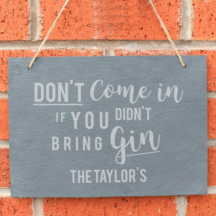 Buy Personalised Gin Large Hanging Slate Sign at www.giftsfinder.co.uk