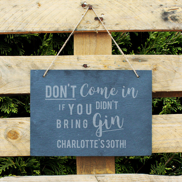 Buy Personalised Gin Large Hanging Slate Sign at www.giftsfinder.co.uk