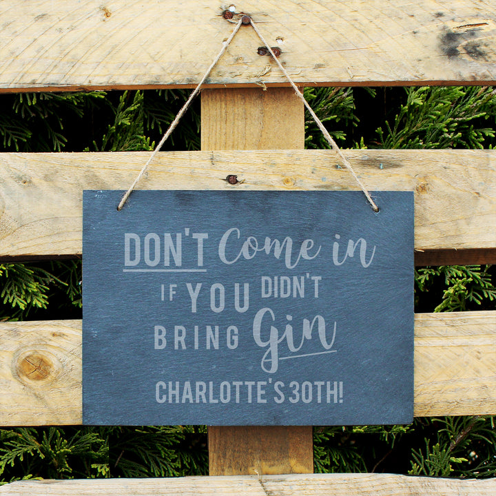 Buy Personalised Gin Large Hanging Slate Sign at www.giftsfinder.co.uk