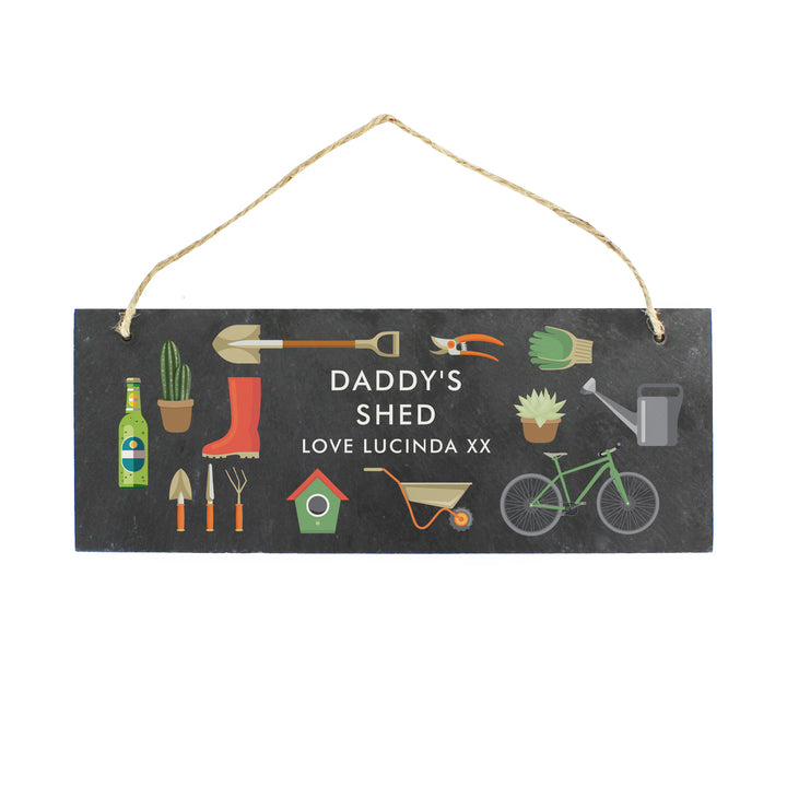 Buy Personalised Garden Printed Hanging Slate Plaque at www.giftsfinder.co.uk