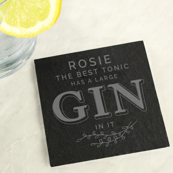 Buy Personalised Gin & Tonic Single Slate Coaster at www.giftsfinder.co.uk