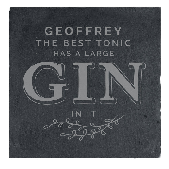 Buy Personalised Gin & Tonic Single Slate Coaster at www.giftsfinder.co.uk