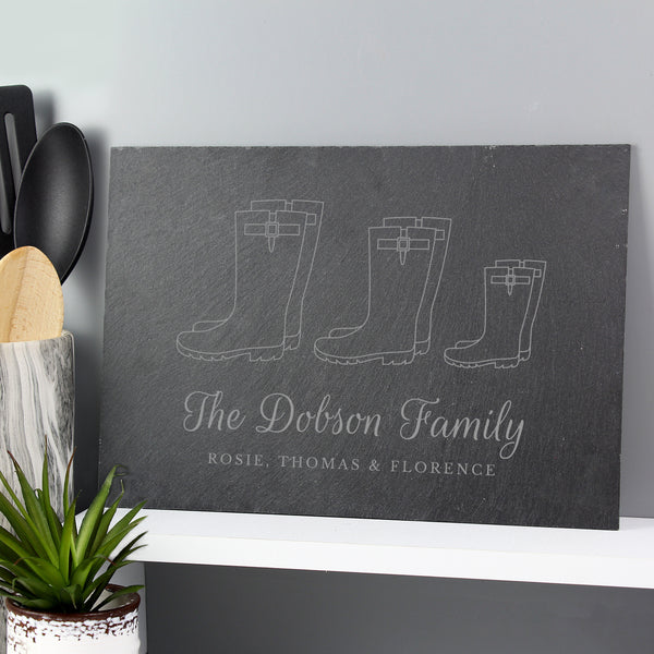 Buy Personalised Welly Boot Family of Three Slate at www.giftsfinder.co.uk