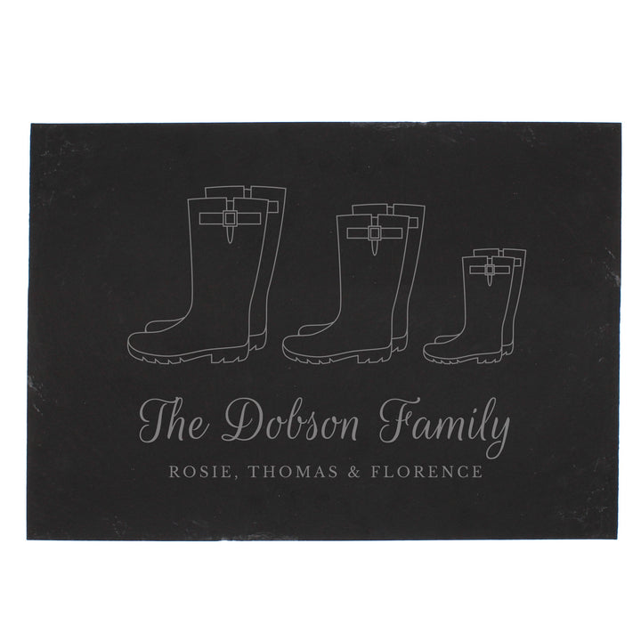 Buy Personalised Welly Boot Family of Three Slate at www.giftsfinder.co.uk