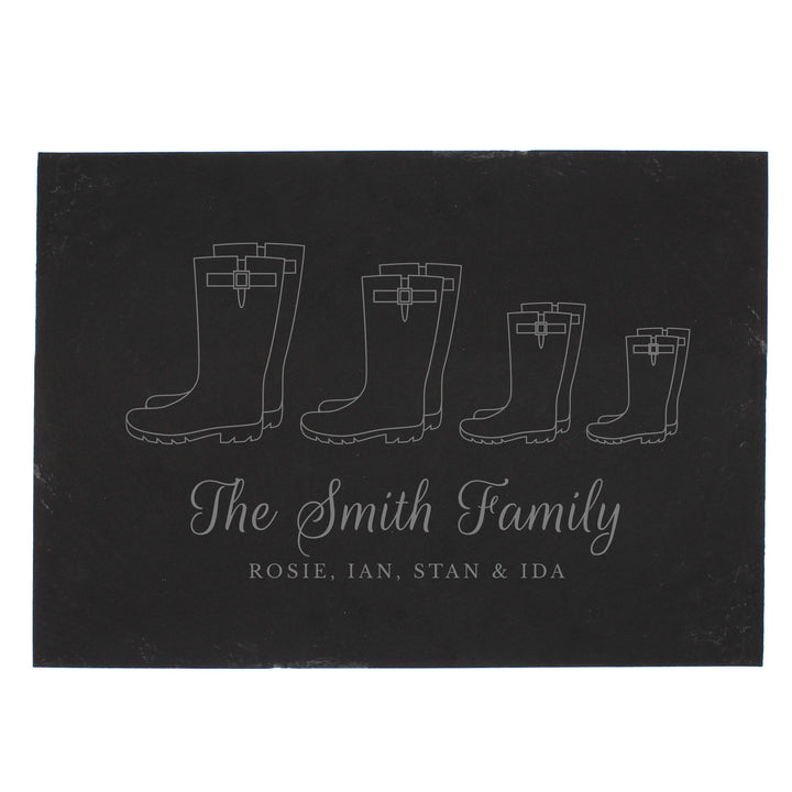 Buy Personalised Welly Boot Family of Four Slate at www.giftsfinder.co.uk