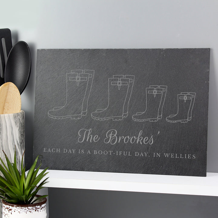 Buy Personalised Welly Boot Family of Four Slate at www.giftsfinder.co.uk