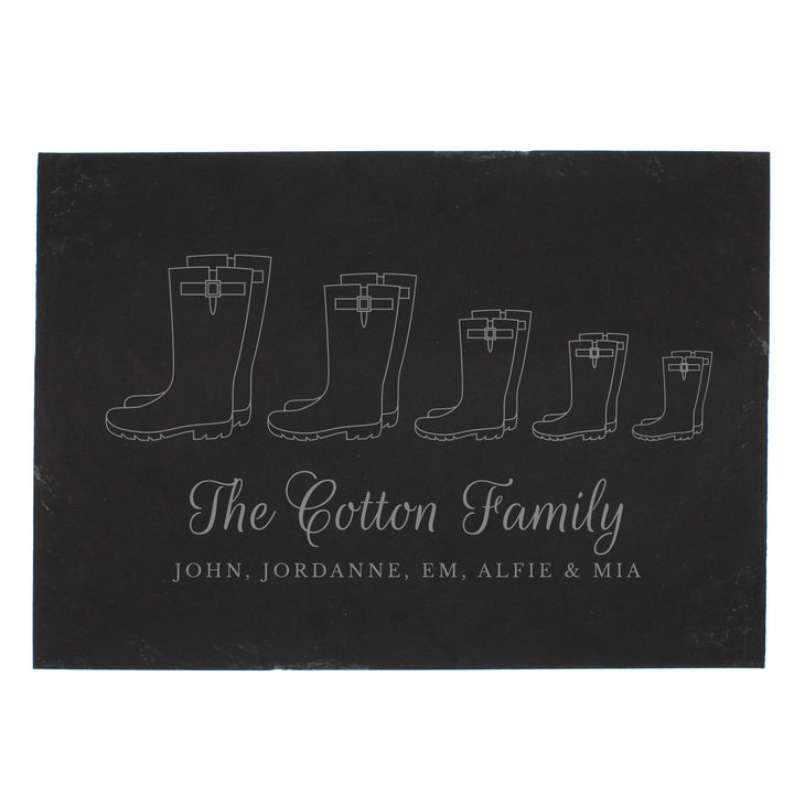 Buy Personalised Welly Boot Family of Five Slate at www.giftsfinder.co.uk