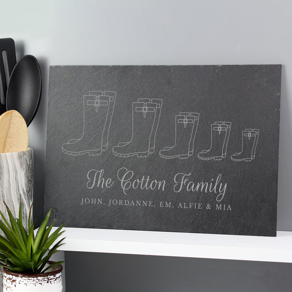 Buy Personalised Welly Boot Family of Five Slate at www.giftsfinder.co.uk