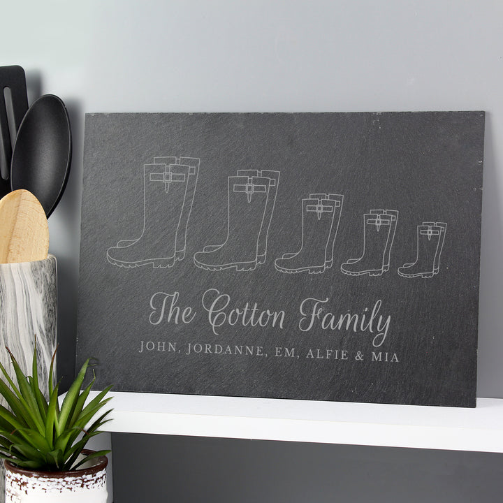 Buy Personalised Welly Boot Family of Five Slate at www.giftsfinder.co.uk