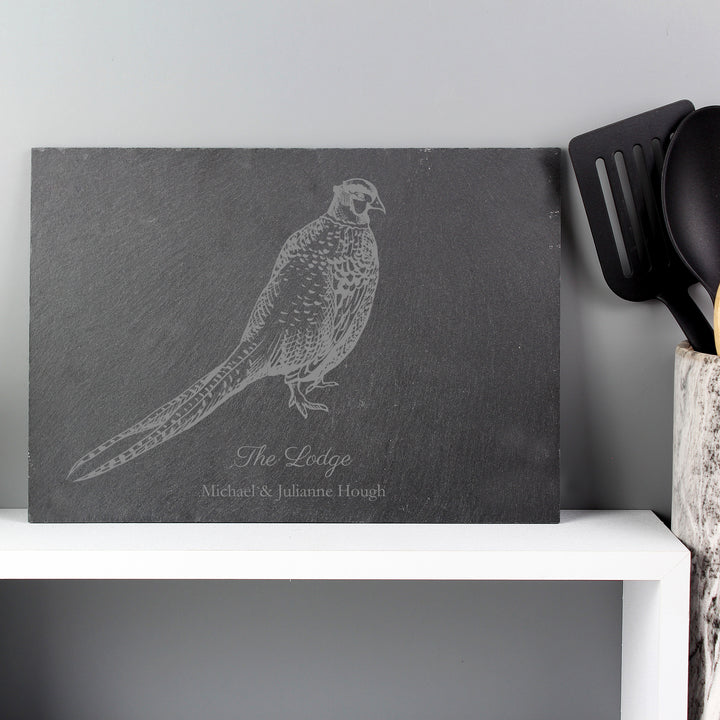 Buy Personalised Pheasant Slate Placemat at www.giftsfinder.co.uk