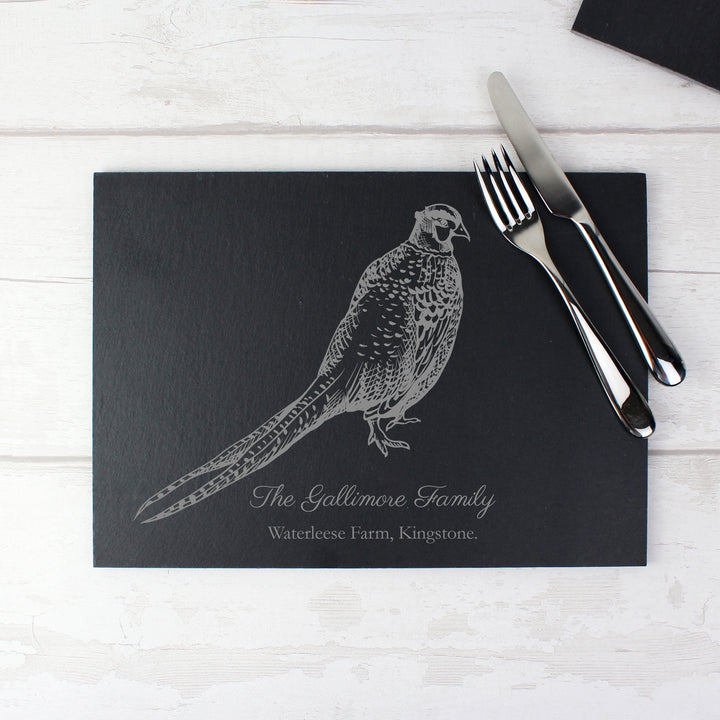 Buy Personalised Pheasant Slate Placemat at www.giftsfinder.co.uk