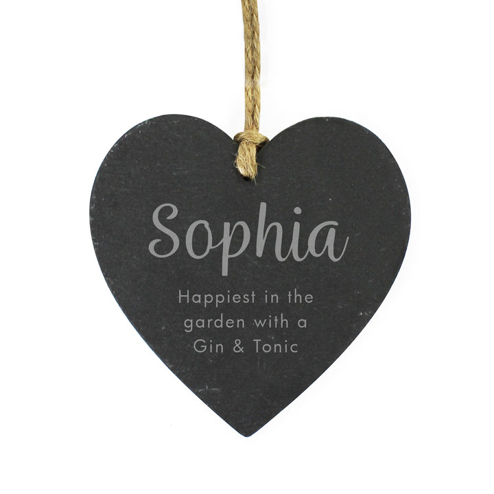 Buy Personalised Free Text Slate Heart Decoration at www.giftsfinder.co.uk