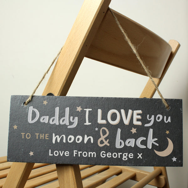 Personalised To The Moon And Back Hanging Slate Plaque - part of the Personalised House Signs & Plaques collection