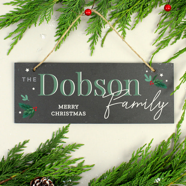 Personalised Christmas Slate Plaque - part of the Gifts Finder Personalised Christmas Decorations collection