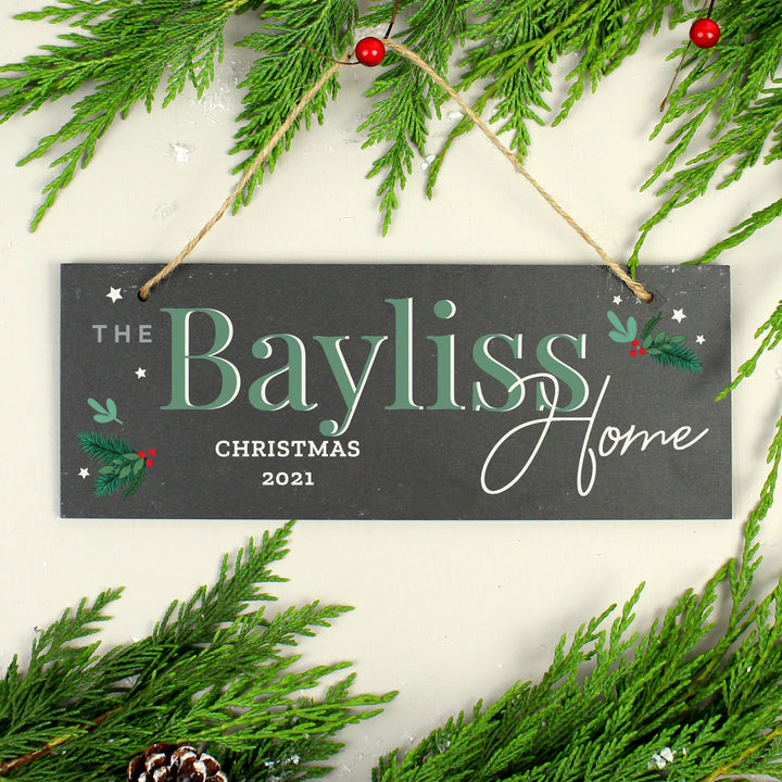 Personalised Christmas Slate Plaque - part of the Gifts Finder Personalised Christmas Decorations collection