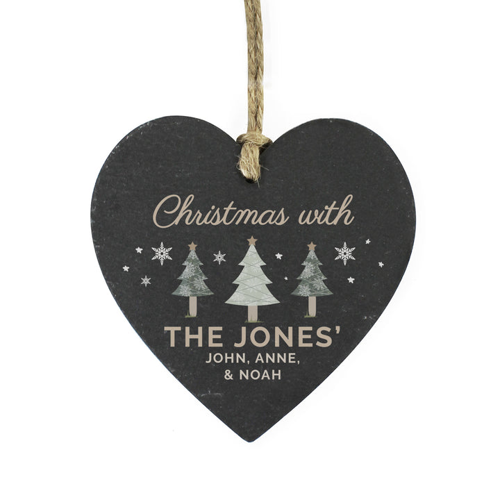 Buy Personalised Christmas Tree Slate Heart Ornament available now at www.giftsfinder.co.uk