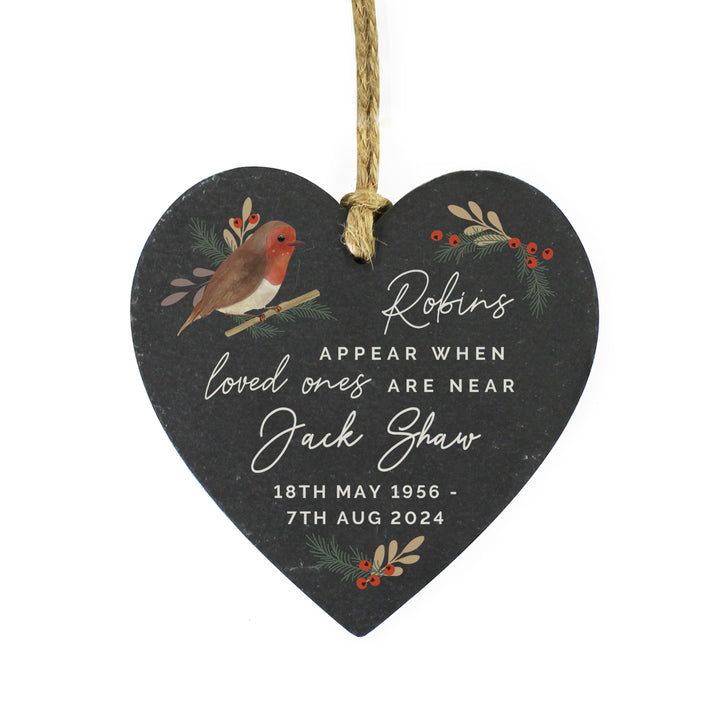 Buy Personalised Memorial Robins Appear Slate Heart available now at www.giftsfinder.co.uk