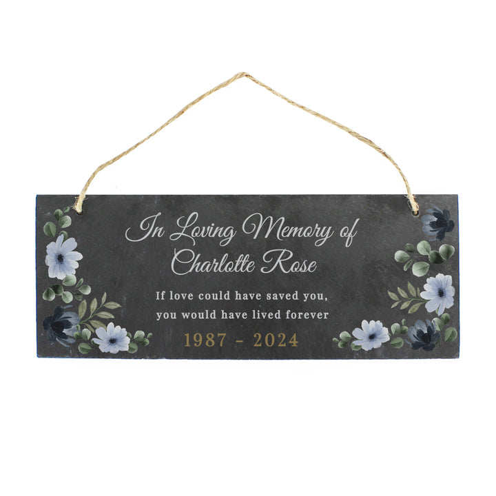 Buy Personalised Memorial Floral Slate Hanging Ornament available now at www.giftsfinder.co.uk