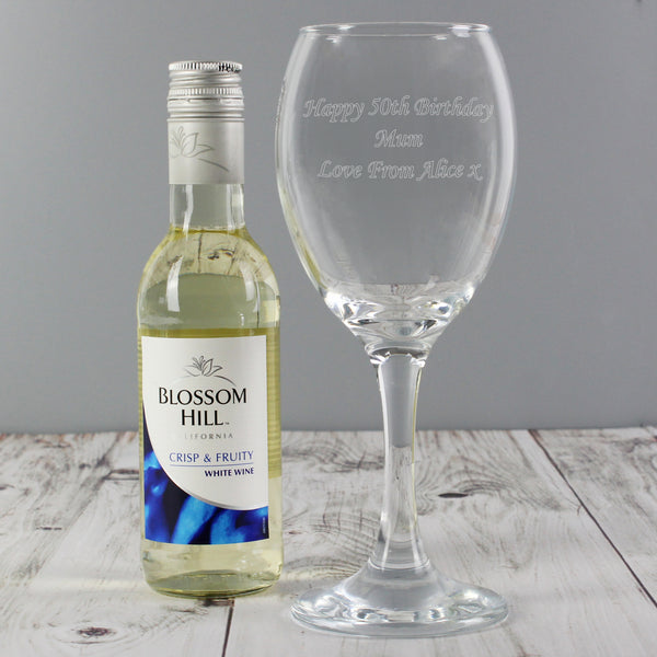 Personalised White Wine & Wine Glass Set in gift category Personalised Wine Gift Sets