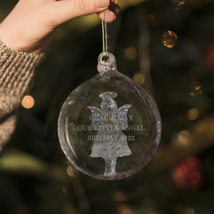 Buy Personalised Glass Christmas Angel Bauble available now at www.giftsfinder.co.uk