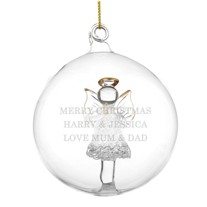 Buy Personalised Glass Christmas Angel Bauble available now at www.giftsfinder.co.uk