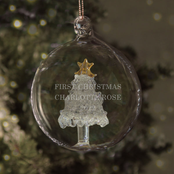 Buy Personalised Glass Christmas Tree Bauble available now at www.giftsfinder.co.uk