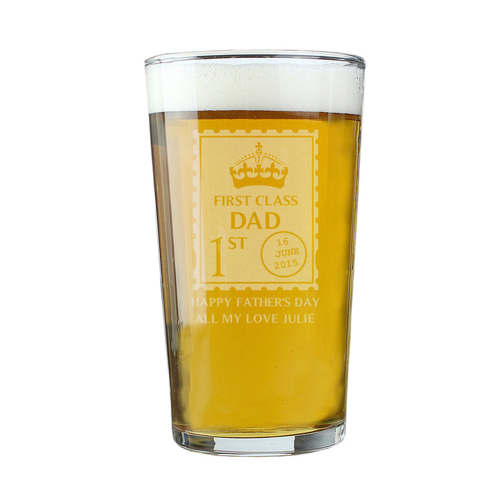 Buy Personalised 1st Class Pint Glass available now at www.giftsfinder.co.uk