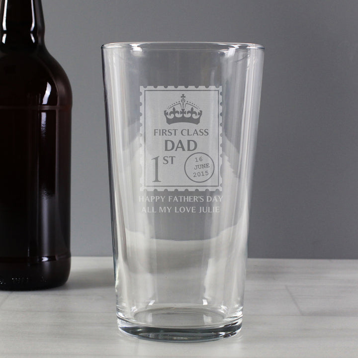 Buy Personalised 1st Class Pint Glass available now at www.giftsfinder.co.uk