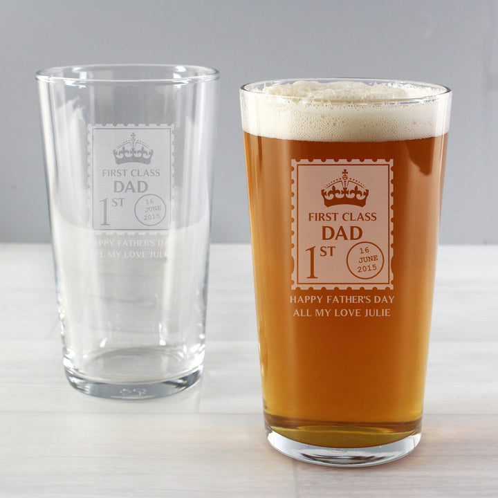 Buy Personalised 1st Class Pint Glass available now at www.giftsfinder.co.uk