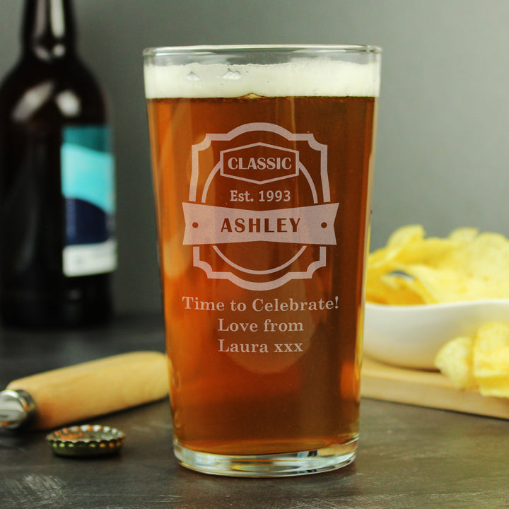 Buy Personalised Classic Pint Glass available now at www.giftsfinder.co.uk