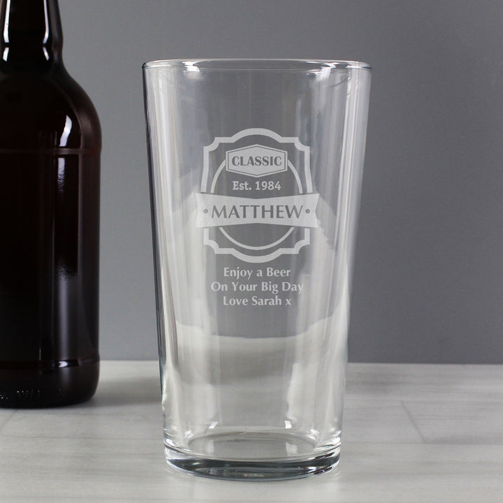 Buy Personalised Classic Pint Glass available now at www.giftsfinder.co.uk