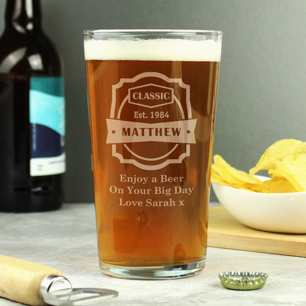 Buy Personalised Classic Pint Glass available now at www.giftsfinder.co.uk