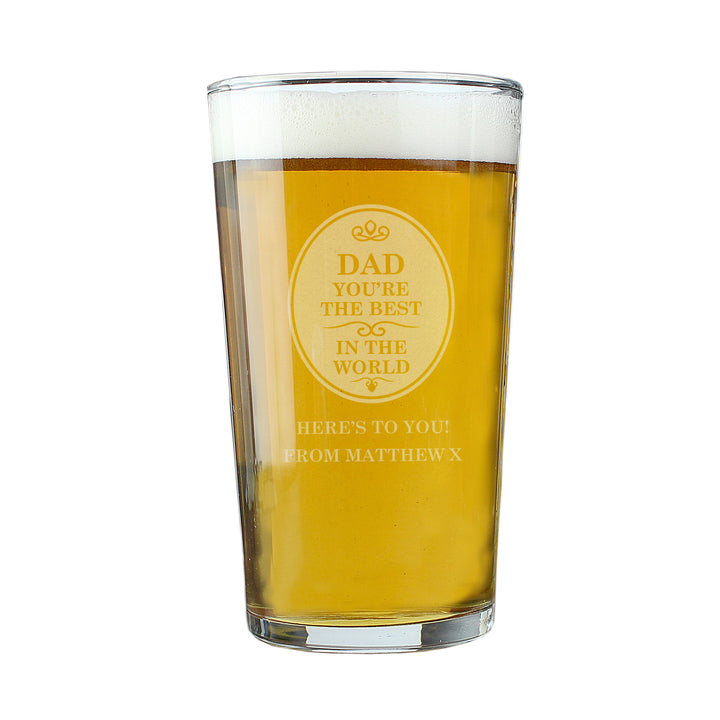 Personalised The Best in the World Pint Glass in gift category Personalised Glass Tankards & Pint Glasses