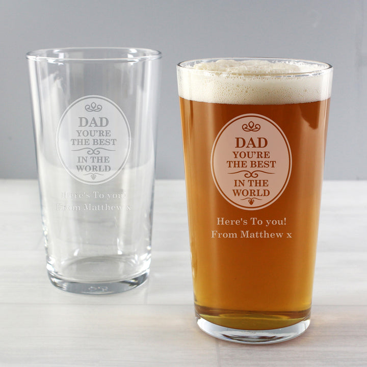 Personalised The Best in the World Pint Glass in gift category Personalised Glass Tankards & Pint Glasses