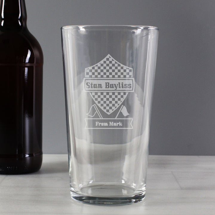 Buy Personalised Formula 1 Pint Glass available now at www.giftsfinder.co.uk