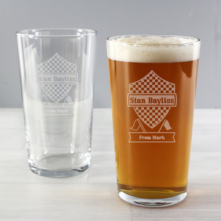 Buy Personalised Formula 1 Pint Glass available now at www.giftsfinder.co.uk