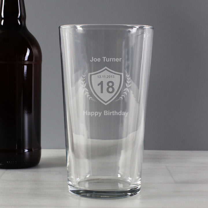 Buy Personalised Age Crest Pint Glass available now at www.giftsfinder.co.uk