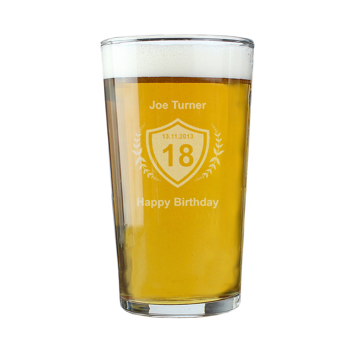 Buy Personalised Age Crest Pint Glass available now at www.giftsfinder.co.uk