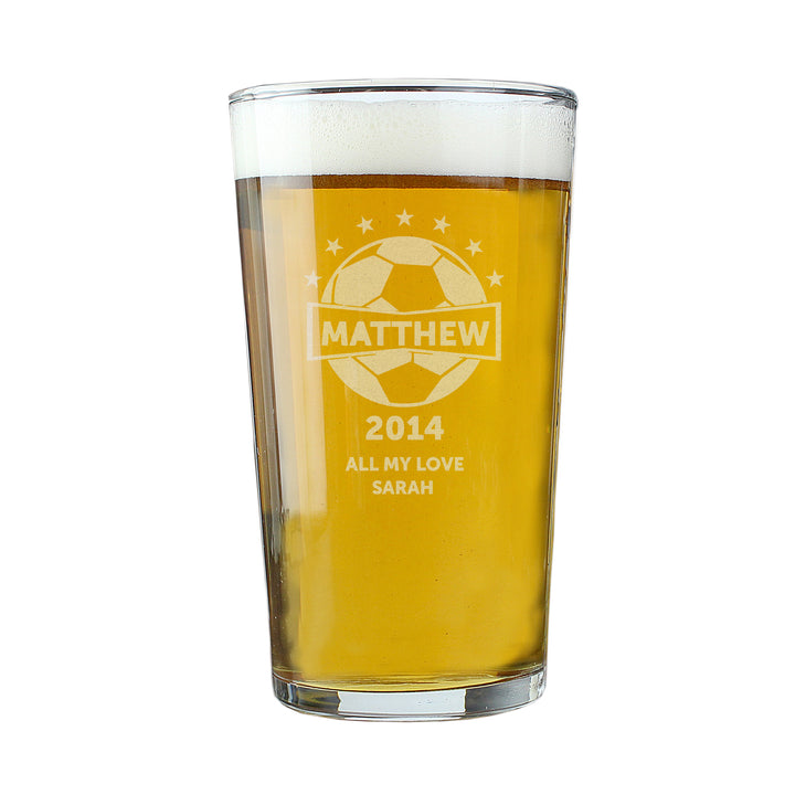 Personalised Football Pint Glass - part of the Gifts Finder Personalised Beer Pint Glasses And Tankards collection