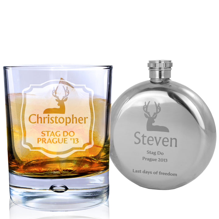 Personalised Stag Tumbler Bubble Glass in gift category Personalised Drinking Glasses