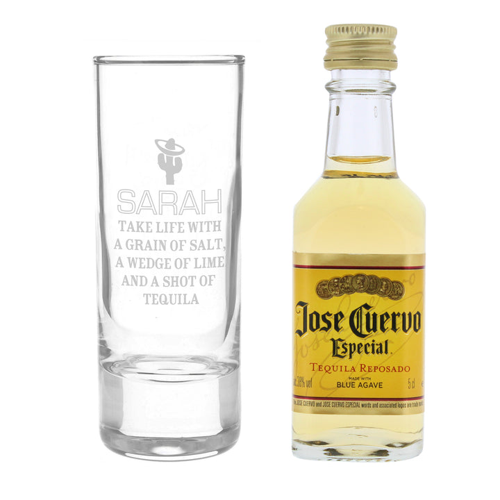 Personalised Tequila Shot Glass And Miniature Tequila - part of the Gifts Finder Personalised Alcohol Gift Sets collection