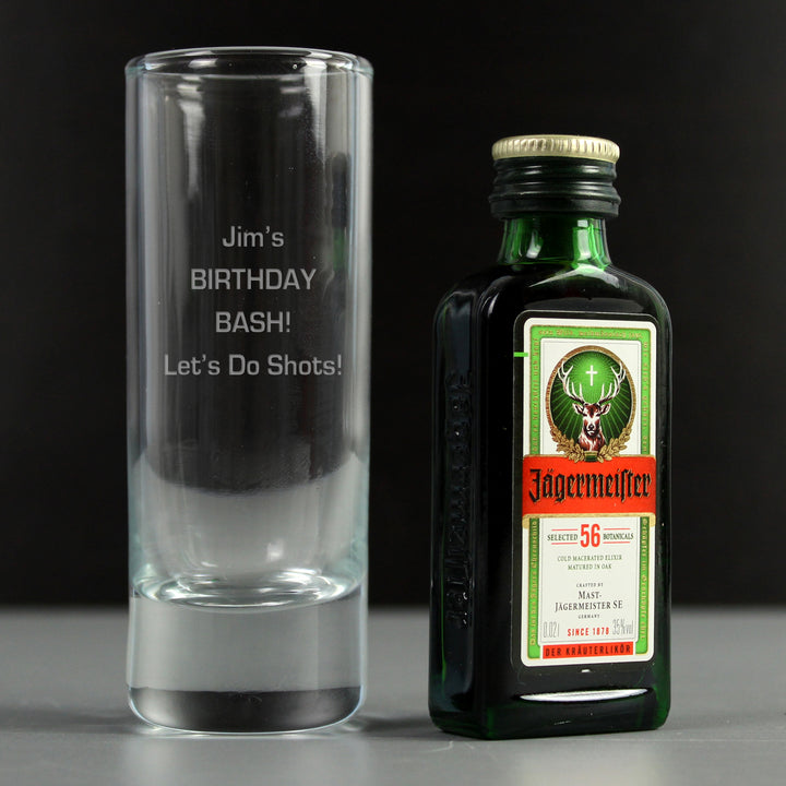 Personalised Jagermeister Shot Glass And Miniature Bottle Of Jagermeister - part of the Gifts Finder Personalised Alcohol Gift Sets collection