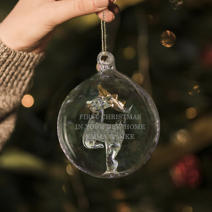 Buy Personalised Glass Reindeer Bauble available now at www.giftsfinder.co.uk