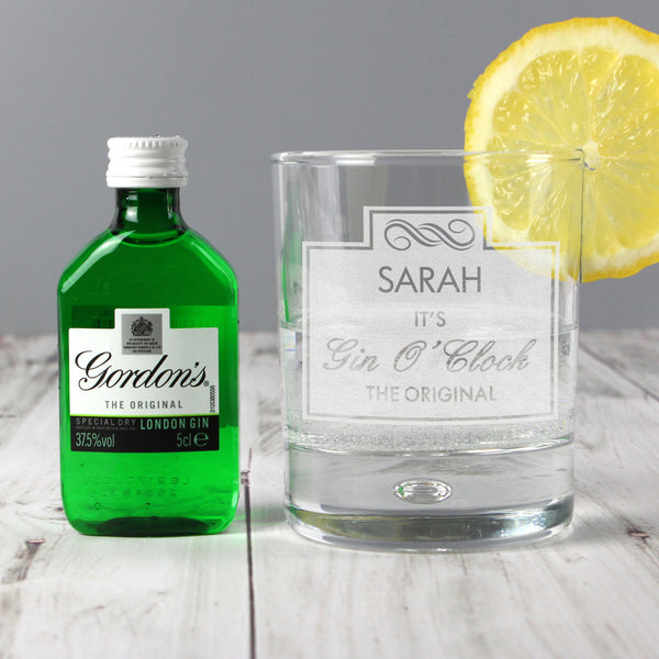 Buy Personalised Gin OClock Glass & Gin Miniature Set available now at www.giftsfinder.co.uk