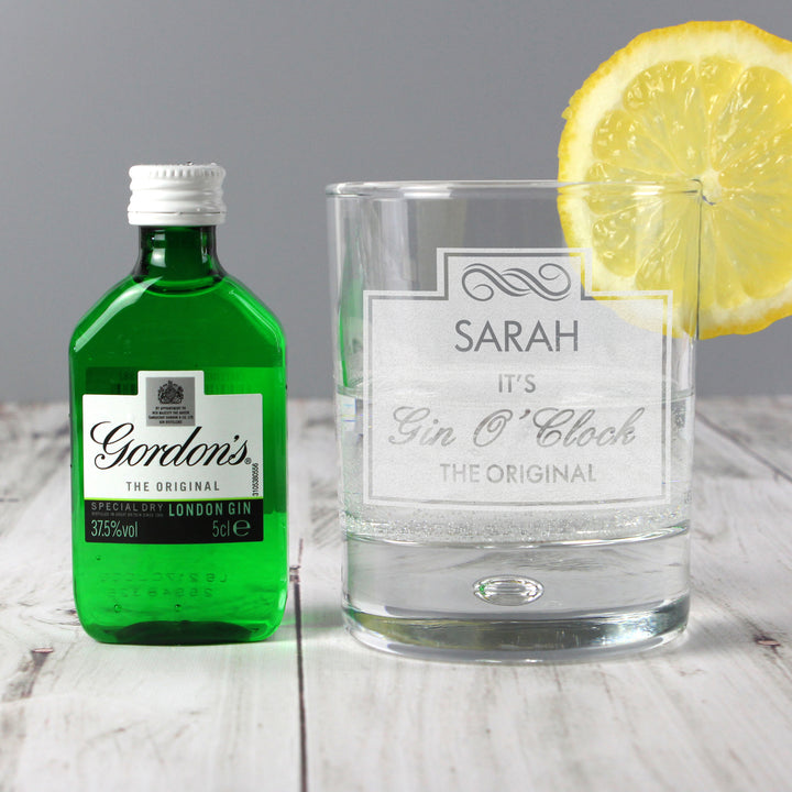 Buy Personalised Gin OClock Glass & Gin Miniature Set available now at www.giftsfinder.co.uk