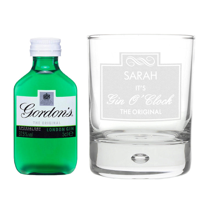 Buy Personalised Gin OClock Glass & Gin Miniature Set available now at www.giftsfinder.co.uk