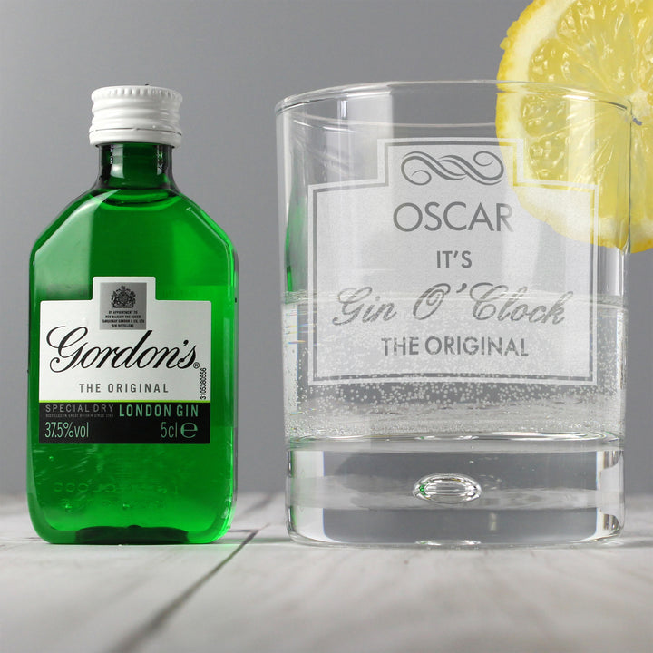 Buy Personalised Gin OClock Glass & Gin Miniature Set available now at www.giftsfinder.co.uk