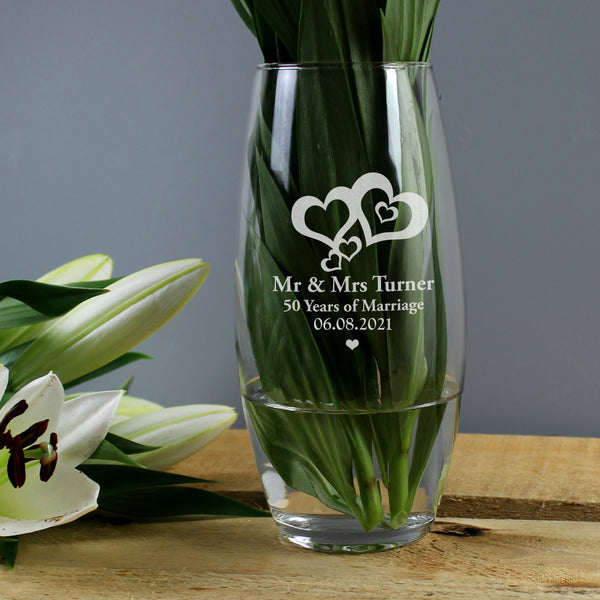 Buy Personalised Love Hearts Bullet Vase available now at www.giftsfinder.co.uk