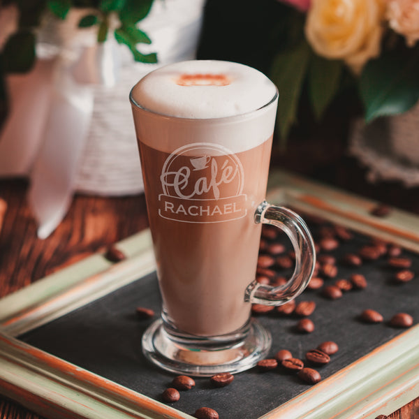 Buy Personalised Cafe Latte Glass available now at www.giftsfinder.co.uk